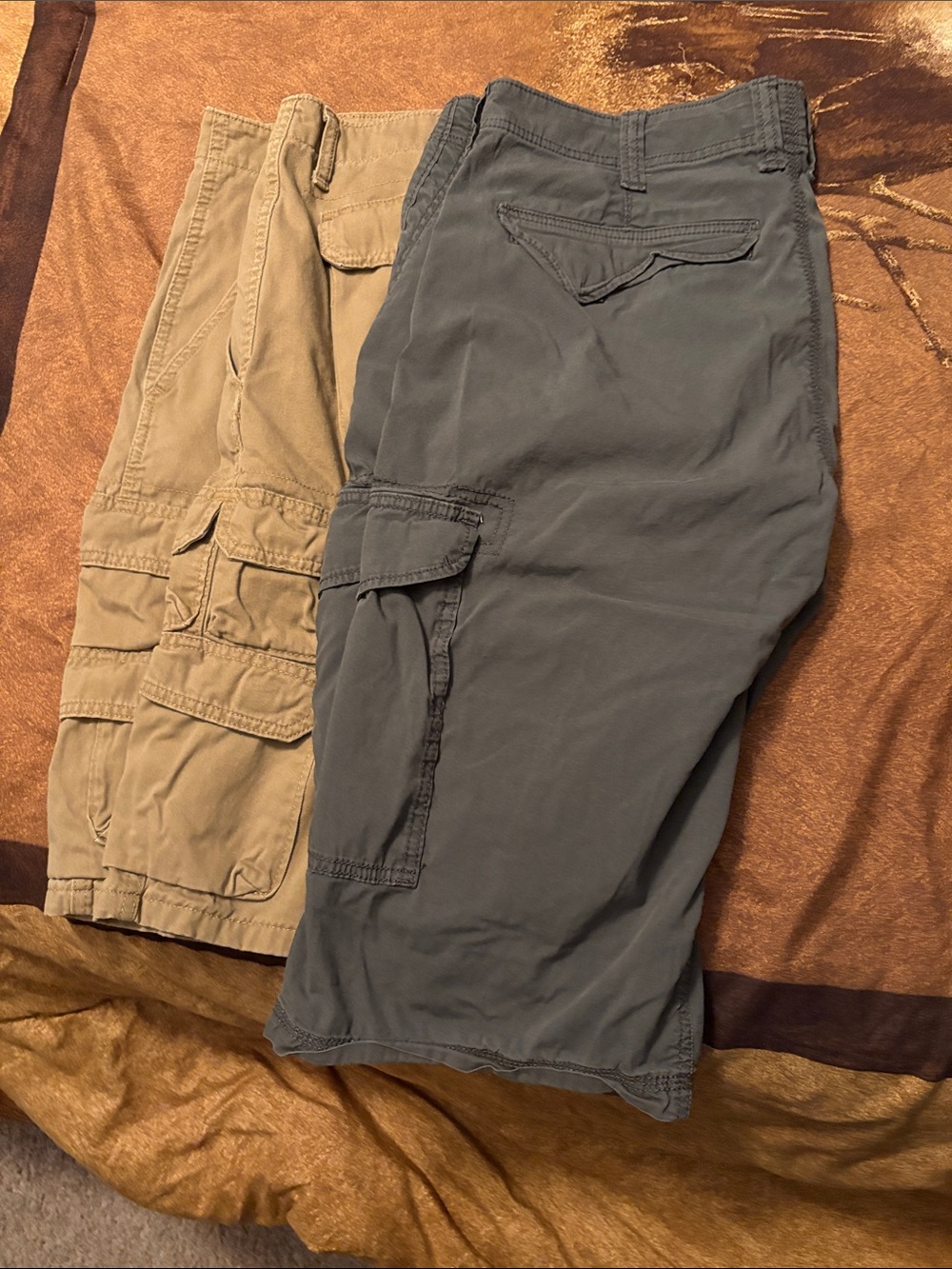 Men's Cargo Shorts in Tan and Gray